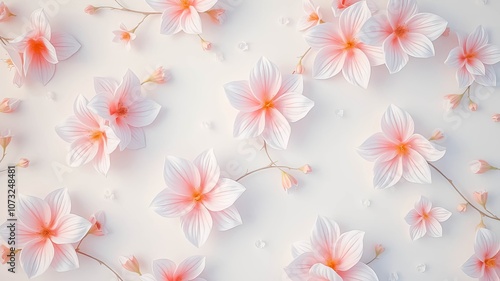 Wallpaper Mural A delicate arrangement of soft pink blossoms on a pristine white background, showcasing the elegance and serenity of nature's artistry. Torontodigital.ca