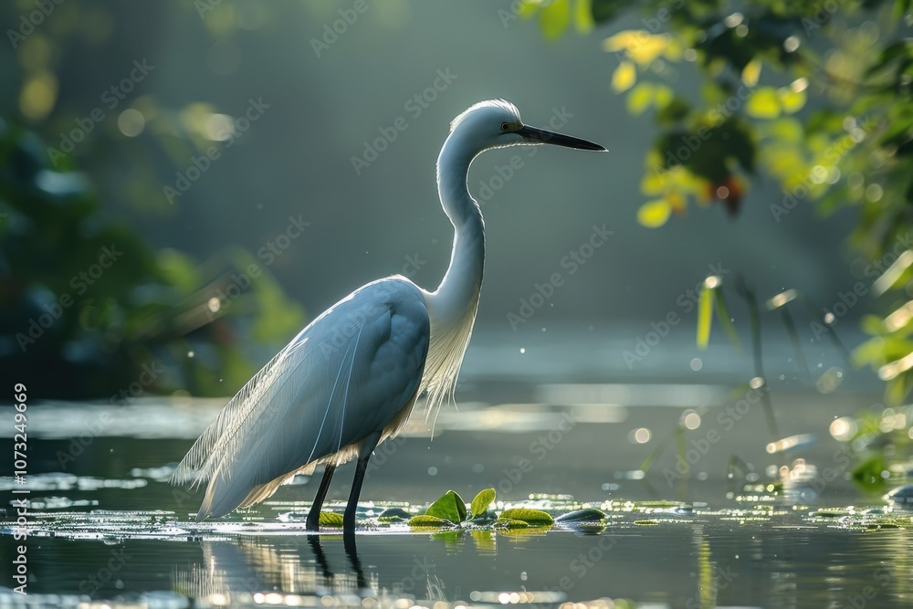 Naklejka premium Serene Sanctuary for Endangered Birds in Calm Environment