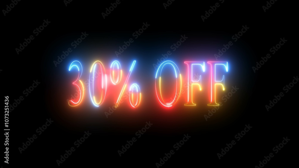 30 percent off neon text animation. Neon 30% discount icon animated video. Abstract 30% percent text neon animation. 30 percent off neon text animation. Neon 30% discount icon animated video. Abstract 30% percent text neon animation.
