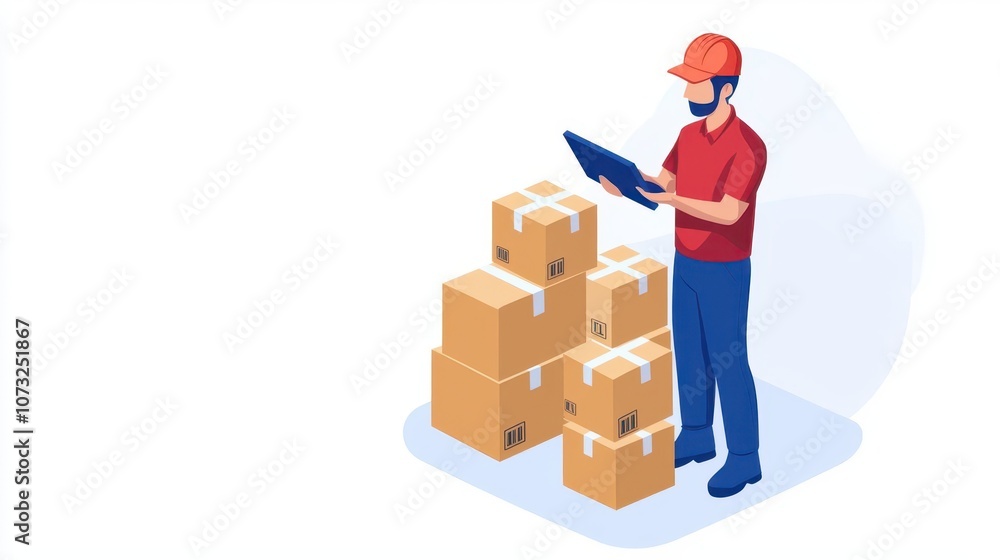 Warehouse worker scanning items for inventory, efficient supply planning, modern logistics scene Warehouse worker scanning items for inventory, efficient supply planning, modern logistics scene