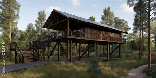 wooden house in the forest
