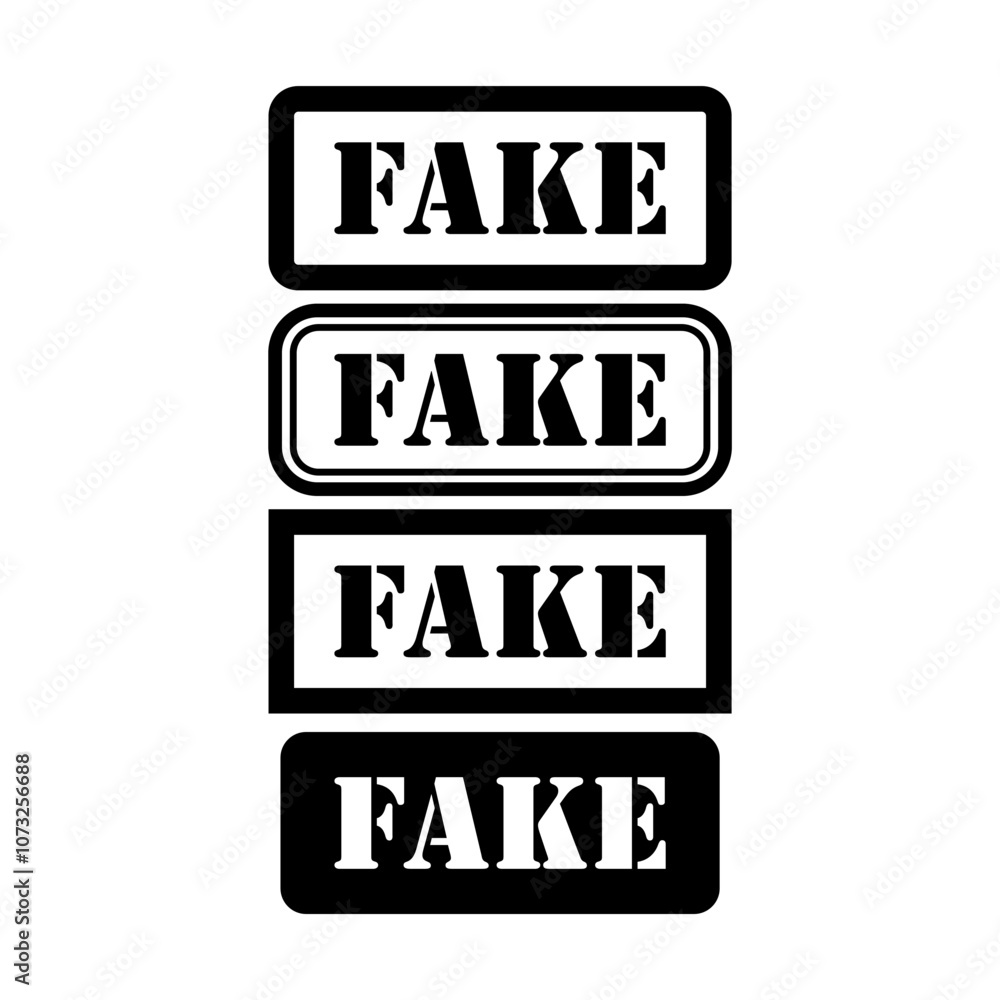 Set of Fake stamp symbol, label sticker sign button, text banner vector illustration . Set of Fake stamp symbol, label sticker sign button, text banner vector illustration .