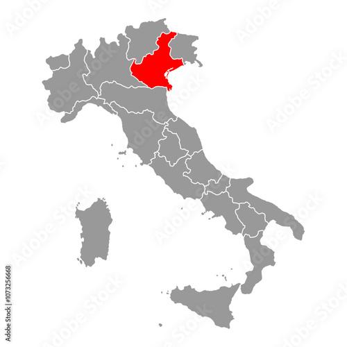 Italy map of Veneto symbol shape, travel web flat concept icon web vector illustration .