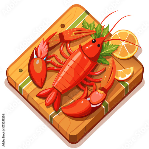 lobster on a cutting board, lobster vector illustration