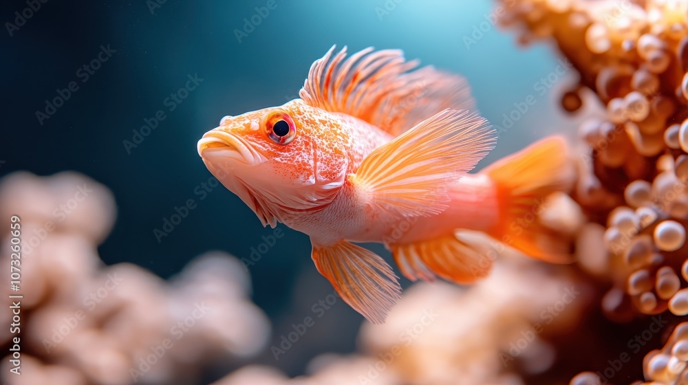 A lovely fish, with spirited colors and patterns, navigates a vibrant marine landscape, representing the fascinating diversity of the underwater environments. A lovely fish, with spirited colors and patterns, navigates a vibrant marine landscape, representing the fascinating diversity of the underwater environments.
