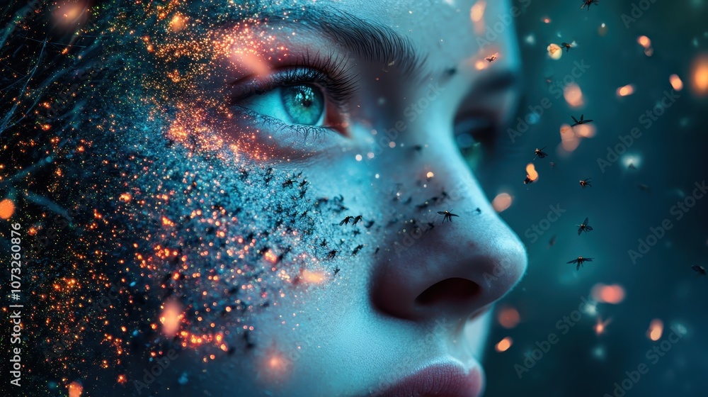 An abstract face design showcases bright and colorful mystical patterns, symbolizing the intersection of human emotion, creativity, and abstract forms. An abstract face design showcases bright and colorful mystical patterns, symbolizing the intersection of human emotion, creativity, and abstract forms.