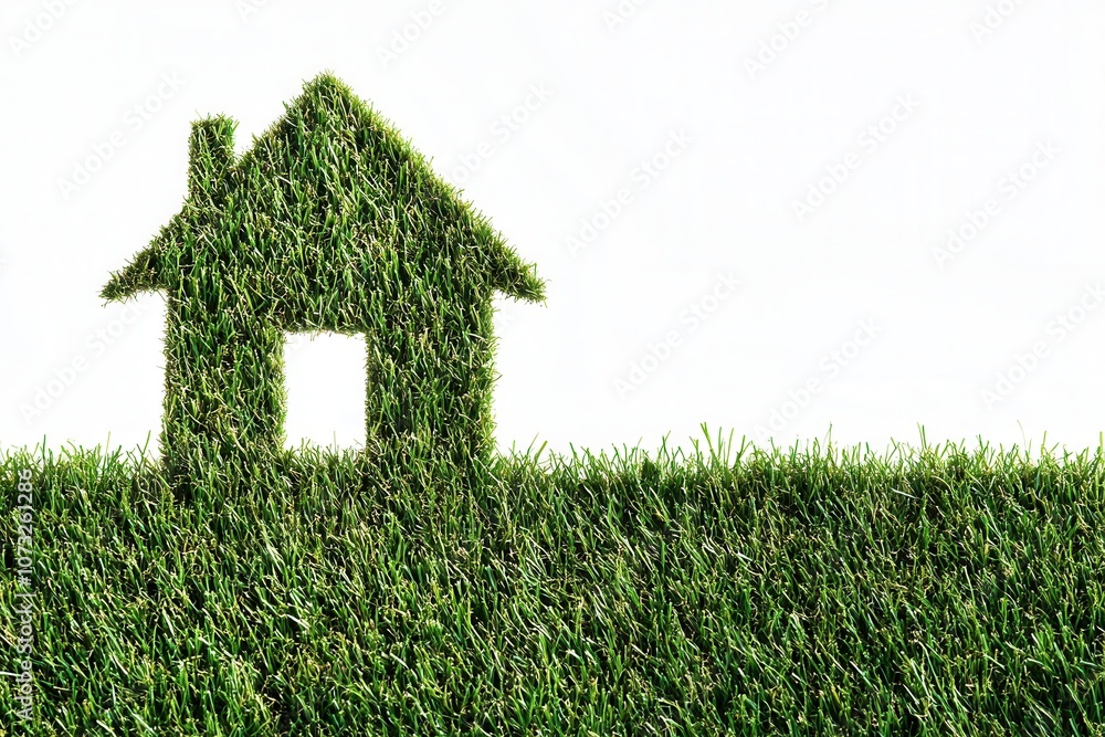 Grass-Shaped House Silhouette for Nature Themes Grass-Shaped House Silhouette for Nature Themes