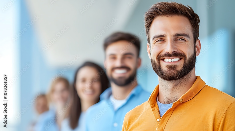 Group of happy young professionals smiling together in a bright office environment Group of happy young professionals smiling together in a bright office environment
