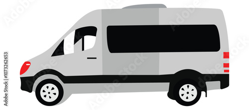 Cargo Van vehicle side view vector icon illustration.