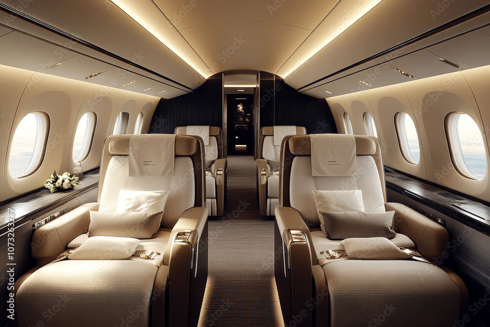 Elegant Business Class Cabin in Private Jet