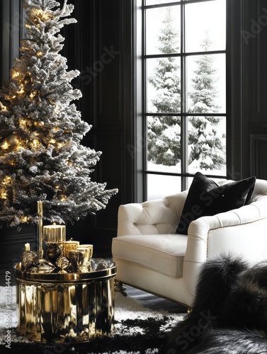 Snowy Christmas Tree and Wh...