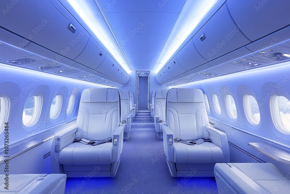 Obraz premium Elegant Business Class Cabin in Private Jet