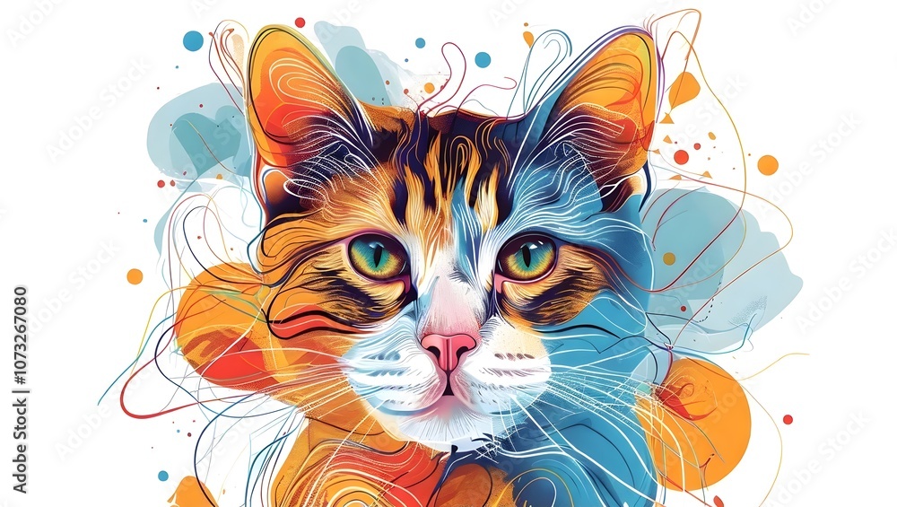Charming Illustration of a Cat Rendered in Playful Squiggly Lines, Perfectly Isolated on a Crisp White Background - Animal Cat Poster Charming Illustration of a Cat Rendered in Playful Squiggly Lines, Perfectly Isolated on a Crisp White Background - Animal Cat Poster