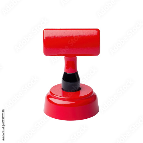 Red rubber stamp on a white isolated background.