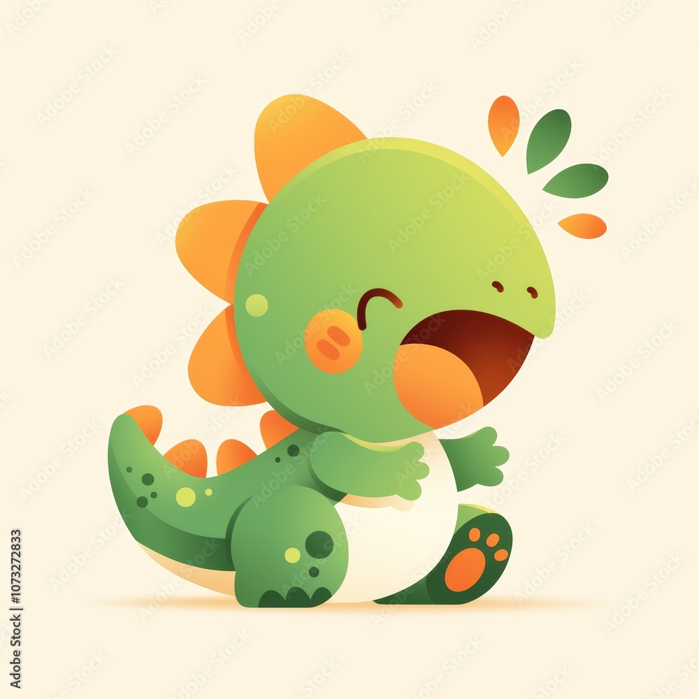 Adorable Cartoon Dinosaur Illustration in Soft Pastels, Playful Design Adorable Cartoon Dinosaur Illustration in Soft Pastels, Playful Design