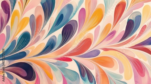 Flowing Pastel Feather Pattern in Watercolor Style