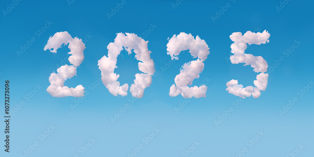 2025 from white clouds isolated on blue sky background 2025 from white clouds isolated on blue sky background