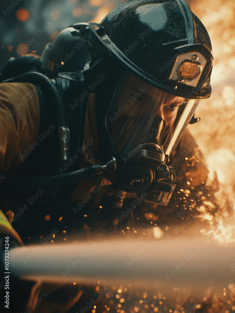 Fototapeta premium Firefighter at Work