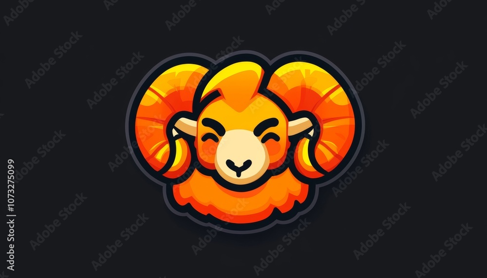 Fototapeta premium Neon Ram Icon Striking Illustration of Aries Zodiac Sign with Glowing Horns on Dark Background