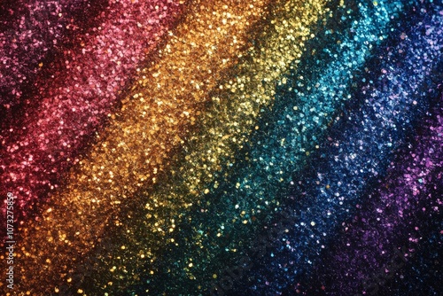 A colorful, glittery rainbow pattern