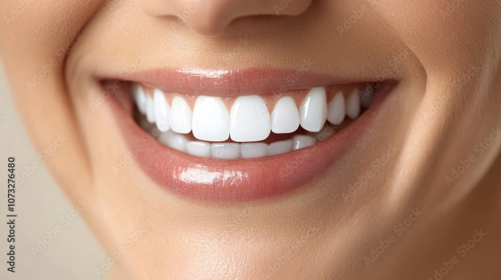 Close-Up of a Smiling Woman Showcasing Healthy, Bright, and White Teeth with a Natural and Warm Expression on Her Face Voicing Happiness and Confidence Close-Up of a Smiling Woman Showcasing Healthy, Bright, and White Teeth with a Natural and Warm Expression on Her Face Voicing Happiness and Confidence