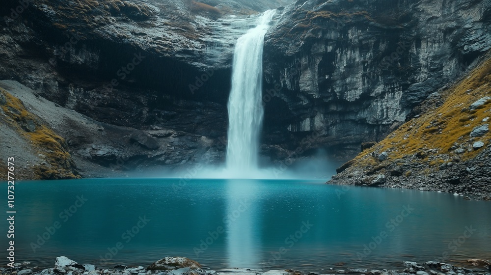 Naklejka premium relaxing waterfall in a natural background