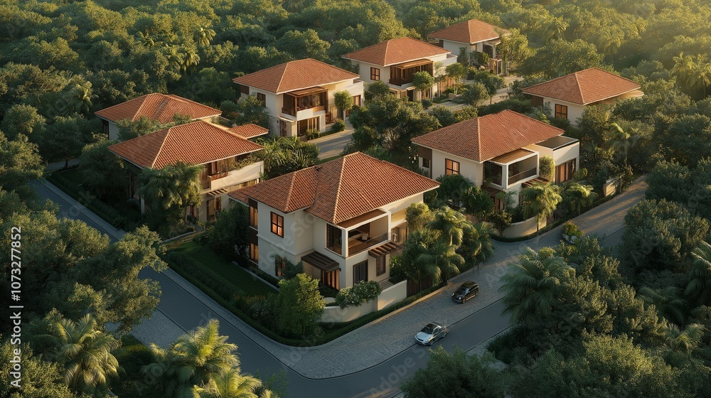 Fototapeta premium Modern condo in a new residential area