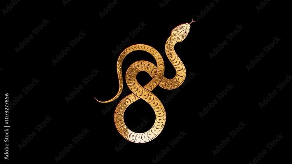 2025 snake gold glow loop animation, alpha channel 2025 snake gold glow loop animation, alpha channel