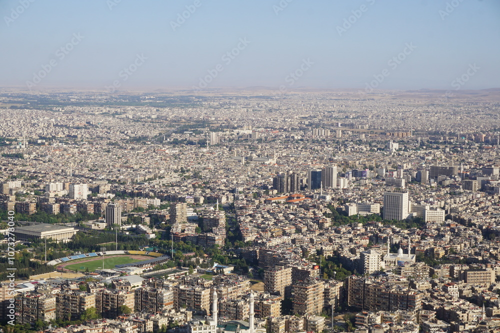 Damascus, Syria - June 1, 2023: Skyline of Damascus from Mount Qasioun
Damascus, Syria - June 1, 2023: Skyline of Damascus from Mount Qasioun