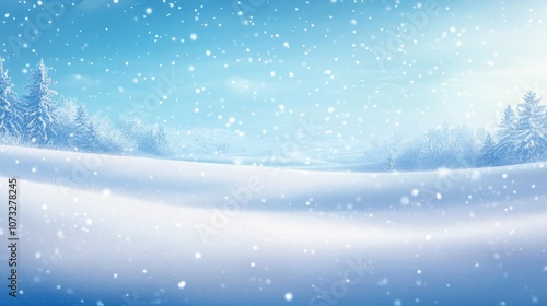 Wallpaper Mural A soft, misty snowfall falling over a vast, empty snow-covered plain in a tranquil winter setting Torontodigital.ca