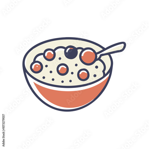 Healthy bowl of oatmeal topped with berries and a spoon, nutritious breakfast option 