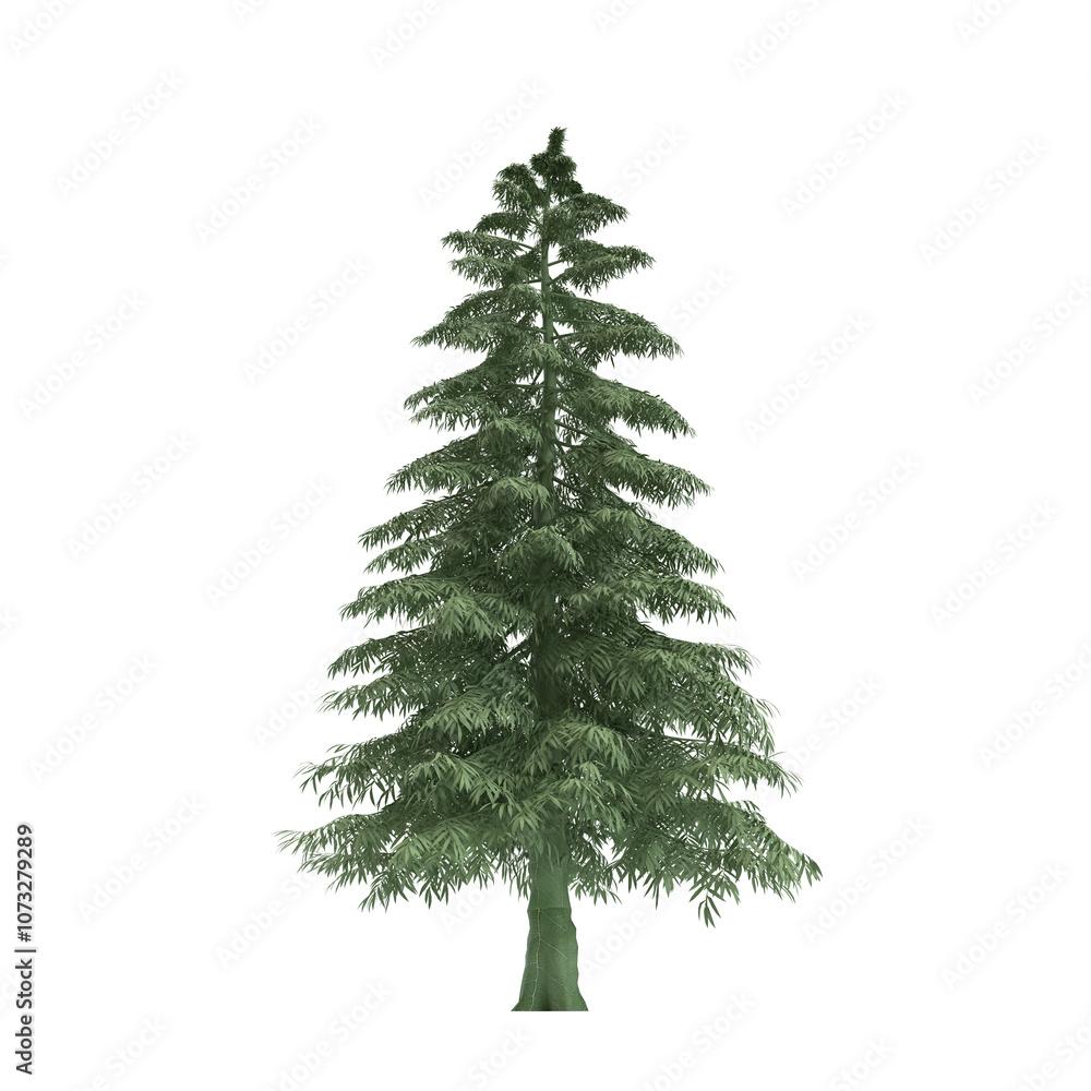 Fototapeta premium Majestic evergreen pine tree standing tall on white background