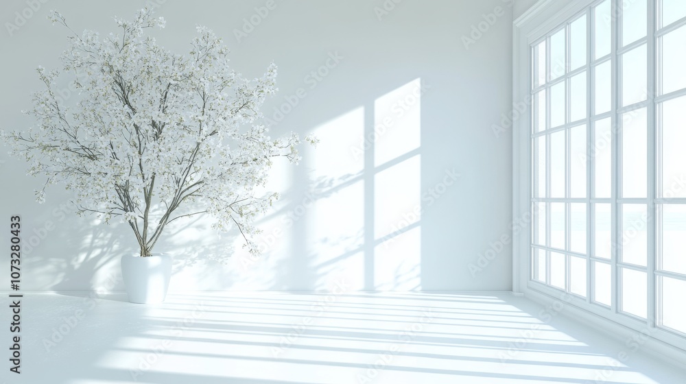 Obraz premium Smooth white background with soft shadows and subtle texture, creating a clean, sophisticated look