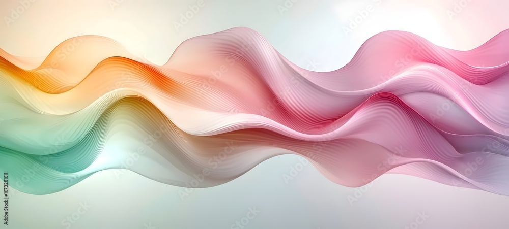 An abstract wave design featuring flowing lines in vibrant hues of orange, pink, and green, creating a sense of movement and tranquility in a soft gradient backdrop. An abstract wave design featuring flowing lines in vibrant hues of orange, pink, and green, creating a sense of movement and tranquility in a soft gradient backdrop.