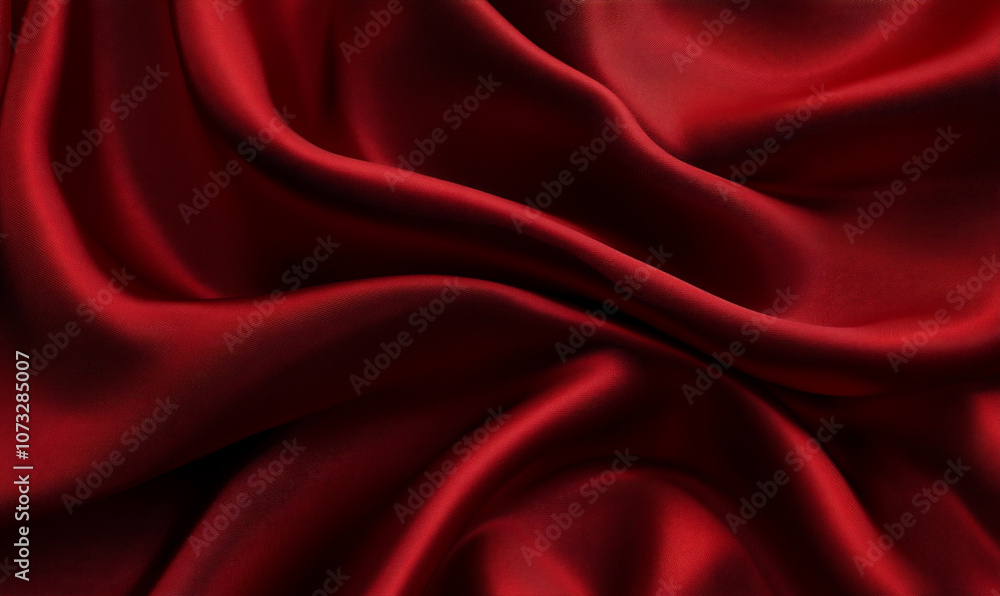 Fototapeta premium Background image of red satin sheets with swirls under a soft lighting for valentines day