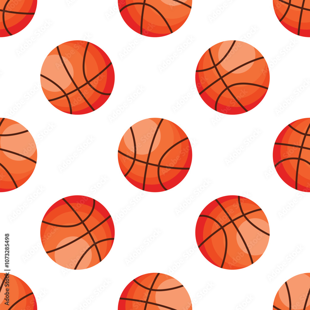 Seamless pattern featuring realistic basketball balls, creating a visually appealing geometric design on a white background, perfect for sports themed projects Seamless pattern featuring realistic basketball balls, creating a visually appealing geometric design on a white background, perfect for sports themed projects