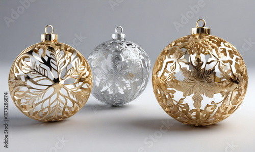 2025. Happy New Year. Gold, silver, Christmas tree, snowflakes, Christmas tree toys