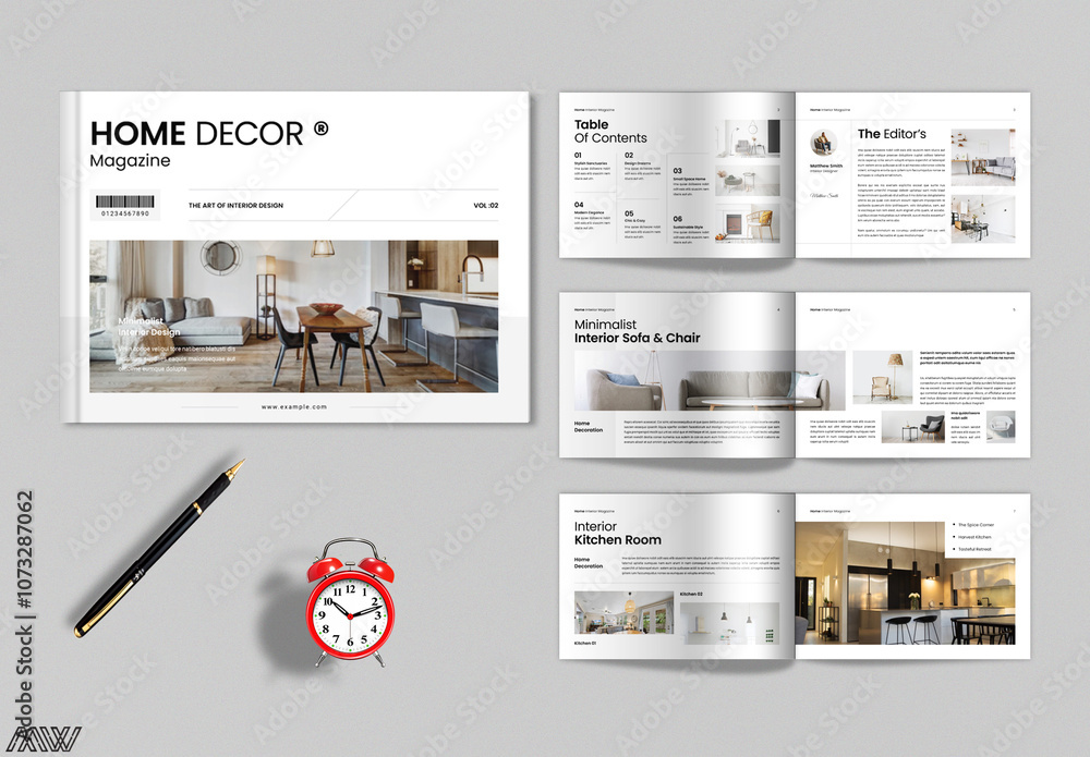 Interior Design Magazine Template Landscape Stock Template | Adobe Stock