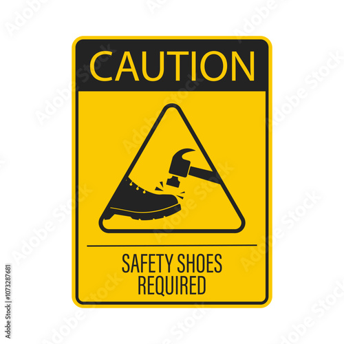 Isolated illustration of black pictogram safety shoes, a working foot protection icon hit by hammer sign 