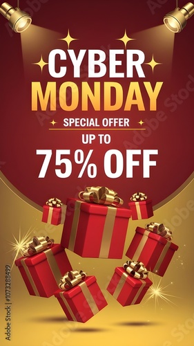 Christmas gift box. cyber Monday special offer