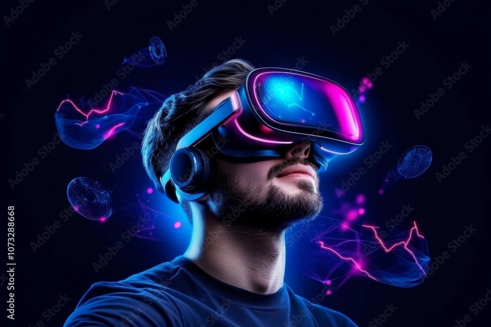 A data scientist using virtual reality gloves to manipulate digital data, surrounded by floating graphs and charts A data scientist using virtual reality gloves to manipulate digital data, surrounded by floating graphs and charts