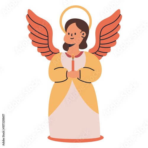 Christmas angel tree topper vector cartoon illustration isolated on a white background.