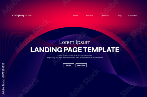 Abstract modern technology Landing page template, flowing line digital technology, smooth particle wave, big data techno design concept background wallpaper, Annual reports, flyer, poster, cover. EPS 
