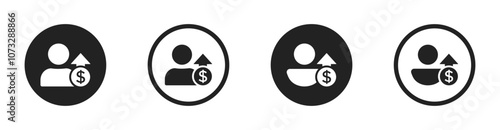 Salary increase vector icon concepts. Employee salary increase vector icons. Salary increase icon