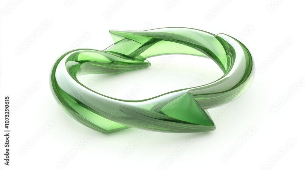 Naklejka premium arrow loop in green, isolated on white background