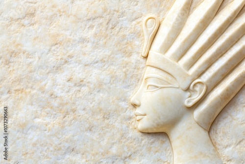 Wallpaper Mural Regal Portrayal of an Ancient Egyptian Queen With Hieroglyphs and Papyrus-Like Texture Torontodigital.ca