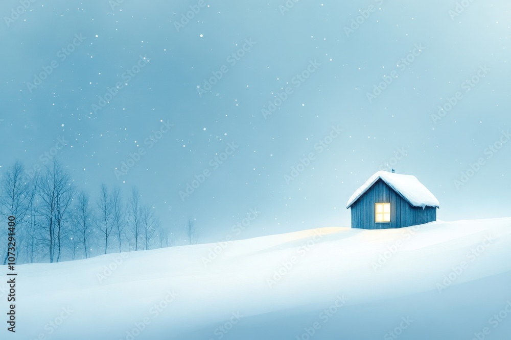 A Solitary Arctic Research Base Illuminated by the Aurora Borealis in a Snowy, Minimalist Setting A Solitary Arctic Research Base Illuminated by the Aurora Borealis in a Snowy, Minimalist Setting