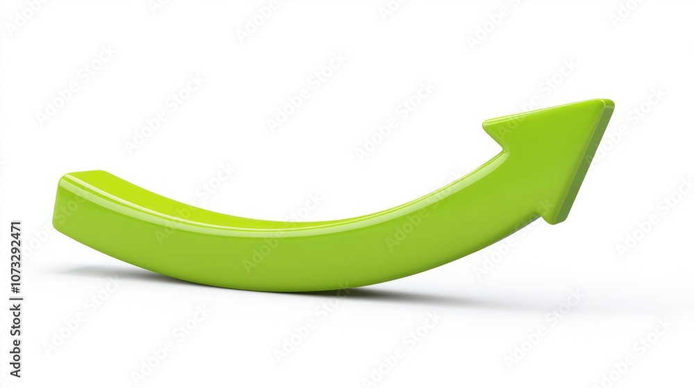 Curved green arrow pointing upwards, isolated on white background, indicating recovery Curved green arrow pointing upwards, isolated on white background, indicating recovery