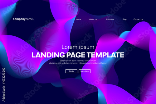 Abstract modern technology Landing page template, flowing line digital technology, smooth particle wave, big data techno design concept background wallpaper, Annual reports, flyer, poster, cover. EPS 