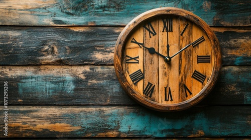 Wallpaper Mural A wooden clock on a wall, ticking slowly, representing the passage of time in a relaxed way. Concept of slow living. Torontodigital.ca